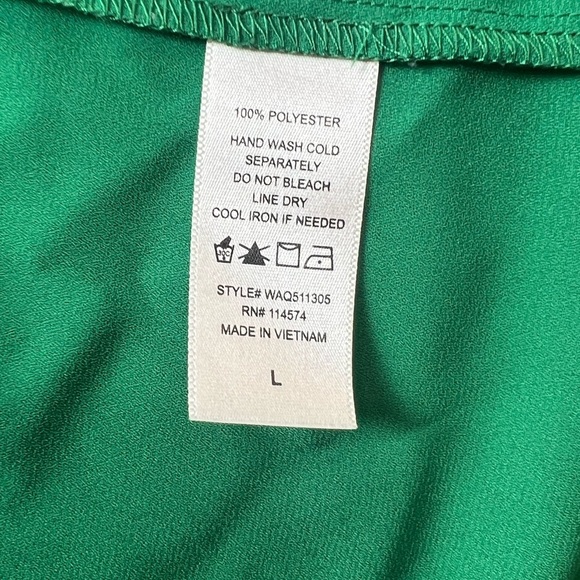 PLEIONE women v-neck long sleeve green blouse/size L - Picture 3 of 9